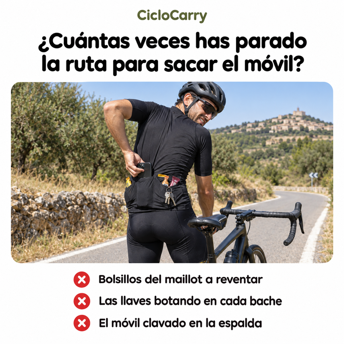 Bolsillos del maillot a reventar